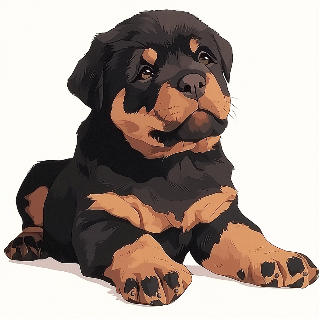 Pocket Rottie puppy laying down