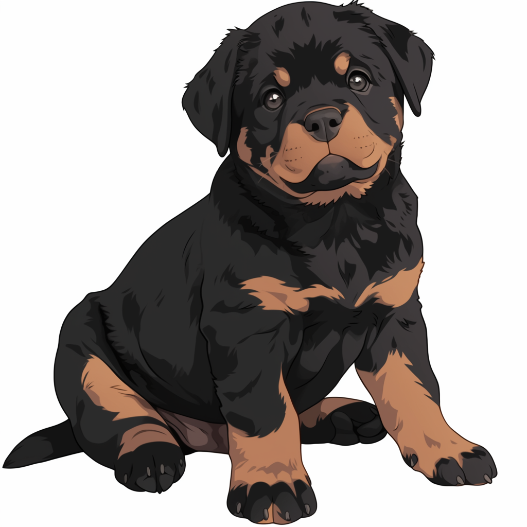 Pocket Rottie puppy sitting